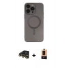 MARSİLYAN™- iPhone 13 Pro Max Kılıf Akış Minimal Özel Seri - Şeffaf Maxco Cam Ekran Koruyucu + Raze Metal Kamera Lens - GD