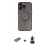MARSİLYAN™- iPhone 13 Pro Max Kılıf Akış Minimal Özel Seri - Şeffaf Maxco Cam Ekran Koruyucu + Sarı Renkli Kamera Lens Koruma Cam