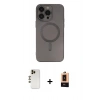 MARSİLYAN™- iPhone 13 Pro Max Kılıf Akış Minimal Özel Seri - Şeffaf Maxco Cam Ekran Koruyucu + Shine Kamera Lens - GD