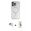MARSİLYAN™- iPhone 13 Pro Max Kılıf Akış Minimal Özel Seri - Şeffaf Pasifik Cam Ekran Koruyucu + Pers Alüminyum Kamera Lens - GD