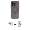 MARSİLYAN™- iPhone 13 Pro Max Kılıf Akış Minimal Özel Seri - Şeffaf Pasifik Cam Ekran Koruyucu + Pers Alüminyum Kamera Lens - GD