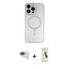 MARSİLYAN™- iPhone 13 Pro Max Kılıf Akış Minimal Özel Seri - Şeffaf Pasifik Cam Ekran Koruyucu + Pers Alüminyum Kamera Lens - KI