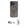 MARSİLYAN™- iPhone 13 Pro Max Kılıf Akış Minimal Özel Seri - Şeffaf Pasifik Cam Ekran Koruyucu + Rainbow Kamera Lens Koruma Cam - KI