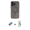 MARSİLYAN™- iPhone 13 Pro Max Kılıf Akış Minimal Özel Seri - Şeffaf Pasifik Cam Ekran Koruyucu + Metal Kamera Lens Koruma Cam - KI