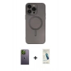 MARSİLYAN™- iPhone 13 Pro Max Kılıf Akış Minimal Özel Seri - Şeffaf Pasifik Cam Ekran Koruyucu + Neon Fosforlu Kamera Lens - YL