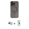 MARSİLYAN™- iPhone 13 Pro Max Kılıf Akış Minimal Özel Seri - Şeffaf Pasifik Cam Ekran Koruyucu + Rainbow Kamera Lens Koruma Cam - MI
