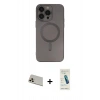 MARSİLYAN™- iPhone 13 Pro Max Kılıf Akış Minimal Özel Seri - Şeffaf Pasifik Cam Ekran Koruyucu + Rainbow Kamera Lens Koruma Cam - REGD