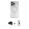 MARSİLYAN™- iPhone 13 Pro Max Kılıf Akış Minimal Özel Seri - Şeffaf Pasifik Cam Ekran Koruyucu + Raze Metal Kamera Lens - GD