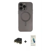MARSİLYAN™- iPhone 13 Pro Max Kılıf Akış Minimal Özel Seri - Şeffaf Pasifik Cam Ekran Koruyucu + Raze Metal Kamera Lens - GD