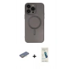 MARSİLYAN™- iPhone 13 Pro Max Kılıf Akış Minimal Özel Seri - Şeffaf Pasifik Cam Ekran Koruyucu + Sarı Renkli Kamera Lens Koruma Cam