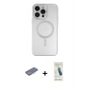 MARSİLYAN™- iPhone 13 Pro Max Kılıf Akış Minimal Özel Seri - Şeffaf Pasifik Cam Ekran Koruyucu + Sarı Renkli Kamera Lens Koruma Cam