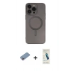 MARSİLYAN™- iPhone 13 Pro Max Kılıf Akış Minimal Özel Seri - Şeffaf Pasifik Cam Ekran Koruyucu + Shine Kamera Lens Koruma Cam - PE
