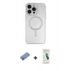 MARSİLYAN™- iPhone 13 Pro Max Kılıf Akış Minimal Özel Seri - Şeffaf Pasifik Cam Ekran Koruyucu + Shine Kamera Lens Koruma Cam - PE