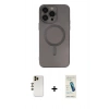MARSİLYAN™- iPhone 13 Pro Max Kılıf Akış Minimal Özel Seri - Şeffaf Pasifik Cam Ekran Koruyucu + Shine Kamera Lens - GD
