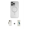 MARSİLYAN™- iPhone 13 Pro Max Kılıf Akış Minimal Özel Seri - Şeffaf Pasifik Cam Ekran Koruyucu + Shine Kamera Lens - GD