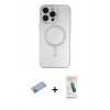 MARSİLYAN™- iPhone 13 Pro Max Kılıf Akış Minimal Özel Seri - Şeffaf Pasifik Cam Ekran Koruyucu + Shine Kamera Lens Koruma Cam - MI