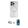 MARSİLYAN™- iPhone 13 Pro Max Kılıf Akış Minimal Özel Seri - Siyah 18D Cam Ekran Koruyucu + Rainbow Kamera Lens Koruma Cam - BZ