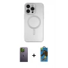 MARSİLYAN™- iPhone 13 Pro Max Kılıf Akış Minimal Özel Seri - Siyah 18D Cam Ekran Koruyucu + Neon Fosforlu Kamera Lens - YL