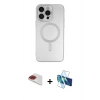 MARSİLYAN™- iPhone 13 Pro Max Kılıf Akış Minimal Özel Seri - Siyah 3D Antistatik Cam Ekran Koruyucu + Pers Alüminyum Kamera Lens - KI