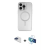 MARSİLYAN™- iPhone 13 Pro Max Kılıf Akış Minimal Özel Seri - Siyah 3D Antistatik Cam Ekran Koruyucu + Pers Alüminyum Kamera Lens - LT
