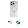 MARSİLYAN™- iPhone 13 Pro Max Kılıf Akış Minimal Özel Seri - Siyah 3D Antistatik Cam Ekran Koruyucu + Pers Alüminyum Kamera Lens - GD