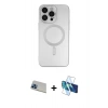MARSİLYAN™- iPhone 13 Pro Max Kılıf Akış Minimal Özel Seri - Siyah 3D Antistatik Cam Ekran Koruyucu + Rainbow Kamera Lens Koruma Cam - MI