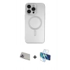 MARSİLYAN™- iPhone 13 Pro Max Kılıf Akış Minimal Özel Seri - Siyah 3D Antistatik Cam Ekran Koruyucu + Rainbow Kamera Lens Koruma Cam - MR