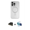 MARSİLYAN™- iPhone 13 Pro Max Kılıf Akış Minimal Özel Seri - Siyah 3D Antistatik Cam Ekran Koruyucu + Raze Metal Kamera Lens - GD