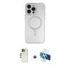 MARSİLYAN™- iPhone 13 Pro Max Kılıf Akış Minimal Özel Seri - Siyah 3D Antistatik Cam Ekran Koruyucu + Shine Kamera Lens - GD