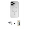 MARSİLYAN™- iPhone 13 Pro Max Kılıf Akış Minimal Özel Seri - Siyah 6D Mat Seramik Hayalet Nano Ekran Koruyucu + Sierra Blue Pers Alüminyum Kamera Lens