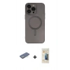 MARSİLYAN™- iPhone 13 Pro Max Kılıf Akış Minimal Özel Seri - Siyah 6D Mat Seramik Hayalet Nano Ekran Koruyucu + Renkli Kamera Lens Koruma Cam - YL