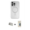 MARSİLYAN™- iPhone 13 Pro Max Kılıf Akış Minimal Özel Seri - Siyah 6D Mat Seramik Hayalet Nano Ekran Koruyucu + Rainbow Kamera Lens Koruma Cam - BZ