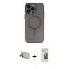 MARSİLYAN™- iPhone 13 Pro Max Kılıf Akış Minimal Özel Seri - Siyah 6D Mat Seramik Hayalet Nano Ekran Koruyucu + Rainbow Kamera Lens Koruma Cam - BZ