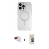 MARSİLYAN™- iPhone 13 Pro Max Kılıf Akış Minimal Özel Seri - Siyah 6D Mat Seramik Hayalet Nano Ekran Koruyucu + Kırmızı Pers Alüminyum Kamera Lens