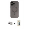 MARSİLYAN™- iPhone 13 Pro Max Kılıf Akış Minimal Özel Seri - Siyah 6D Mat Seramik Hayalet Nano Ekran Koruyucu + Rainbow Kamera Lens Koruma Cam - MR