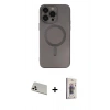 MARSİLYAN™- iPhone 13 Pro Max Kılıf Akış Minimal Özel Seri - Siyah Bilvis 3D Cam Ekran Koruyucu + Rainbow Kamera Lens Koruma Cam - BZ