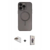 MARSİLYAN™- iPhone 13 Pro Max Kılıf Akış Minimal Özel Seri - Siyah Bilvis 3D Cam Ekran Koruyucu + Pers Alüminyum Kamera Lens - GD