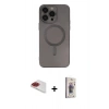 MARSİLYAN™- iPhone 13 Pro Max Kılıf Akış Minimal Özel Seri - Siyah Bilvis 3D Cam Ekran Koruyucu + Pers Alüminyum Kamera Lens - KI