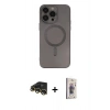 MARSİLYAN™- iPhone 13 Pro Max Kılıf Akış Minimal Özel Seri - Siyah Bilvis 3D Cam Ekran Koruyucu + Raze Metal Kamera Lens - GD