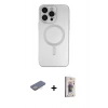 MARSİLYAN™- iPhone 13 Pro Max Kılıf Akış Minimal Özel Seri - Siyah Bilvis 3D Cam Ekran Koruyucu + Renkli Kamera Lens Koruma Cam - SI
