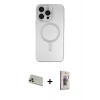 MARSİLYAN™- iPhone 13 Pro Max Kılıf Akış Minimal Özel Seri - Siyah Bilvis 3D Cam Ekran Koruyucu + Rainbow Kamera Lens Koruma Cam - REGD