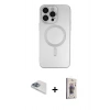 MARSİLYAN™- iPhone 13 Pro Max Kılıf Akış Minimal Özel Seri - Siyah Bilvis 3D Cam Ekran Koruyucu + Pers Alüminyum Kamera Lens - SABE