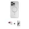 MARSİLYAN™- iPhone 13 Pro Max Kılıf Akış Minimal Özel Seri - Siyah Bilvis 3D Mat Cam Ekran Koruyucu + Pers Alüminyum Kamera Lens - KI