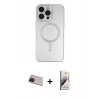 MARSİLYAN™- iPhone 13 Pro Max Kılıf Akış Minimal Özel Seri - Siyah Bilvis 3D Mat Cam Ekran Koruyucu + Rainbow Kamera Lens Koruma Cam - KI