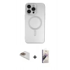 MARSİLYAN™- iPhone 13 Pro Max Kılıf Akış Minimal Özel Seri - Siyah Bilvis 3D Mat Cam Ekran Koruyucu + Pers Alüminyum Kamera Lens - GD