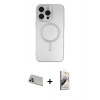 MARSİLYAN™- iPhone 13 Pro Max Kılıf Akış Minimal Özel Seri - Siyah Bilvis 3D Mat Cam Ekran Koruyucu + Rainbow Kamera Lens Koruma Cam - MR