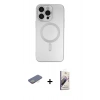 MARSİLYAN™- iPhone 13 Pro Max Kılıf Akış Minimal Özel Seri - Siyah Bilvis 3D Mat Cam Ekran Koruyucu + Sarı Renkli Kamera Lens Koruma Cam