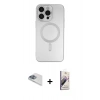 MARSİLYAN™- iPhone 13 Pro Max Kılıf Akış Minimal Özel Seri - Siyah Bilvis 3D Mat Cam Ekran Koruyucu + Sierra Blue Pers Alüminyum Kamera Lens
