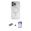 MARSİLYAN™- iPhone 13 Pro Max Kılıf Akış Minimal Özel Seri - Siyah Bilvis 5in1 3D Magic Cam Ekran Koruyucu + Renkli Kamera Lens Koruma Cam - TU