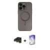 MARSİLYAN™- iPhone 13 Pro Max Kılıf Akış Minimal Özel Seri - Siyah Bilvis 5in1 3D Magic Cam Ekran Koruyucu + Raze Metal Kamera Lens - GD